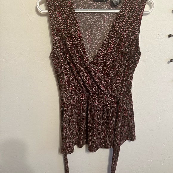 Apostrophe Brown and y3kPink Dotted Wrap Top - Picture 1 of 3